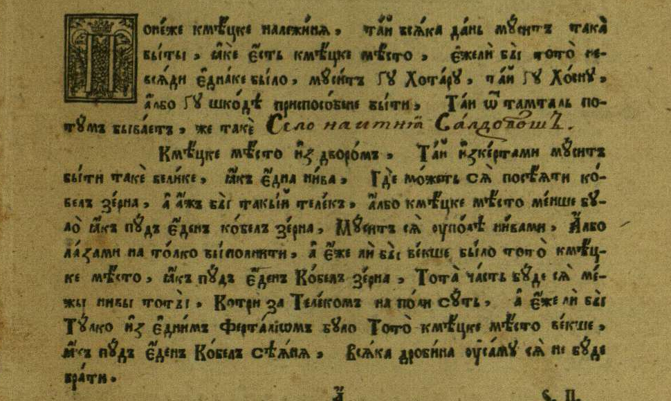 Указка карпаторусинського языка из салдобошського Урбаріума 1767. рока